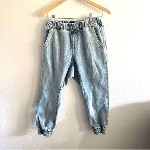 One By One Teaspoon Dundees Cotton Jeans Size XS Blue Elastic Waist Pull On Crop